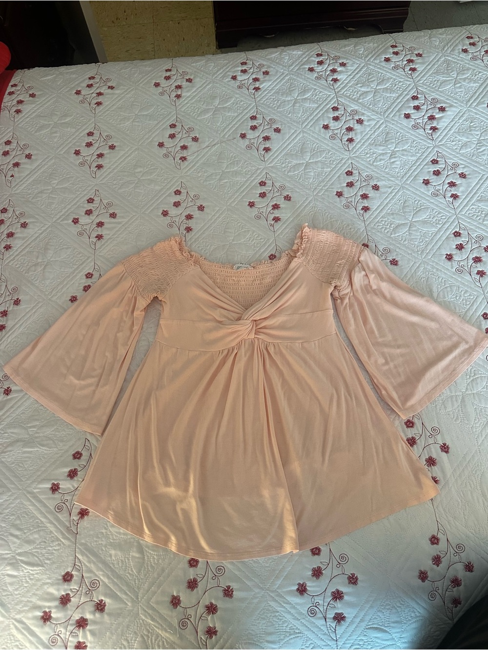 VENUS Soft Blush Bell-Sleeve Tunic Top